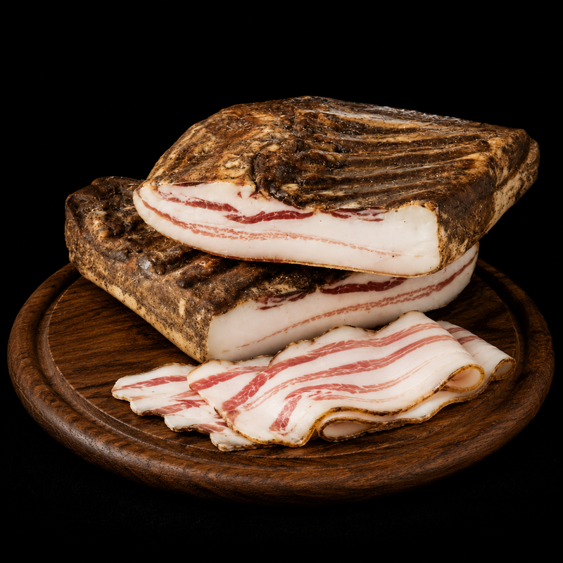 Pancetta Stagionata di Razza Cinta Senese Fette e Tranci